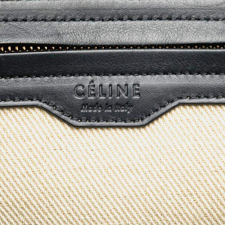 Pre Owned Celine Beige Medium Striped Canvas Phantom Luggage Tote