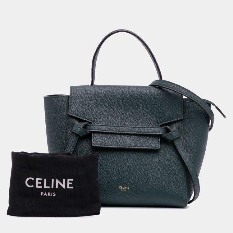 Pre Owned Celine Green Nano Grained Calfskin Belt Bag
