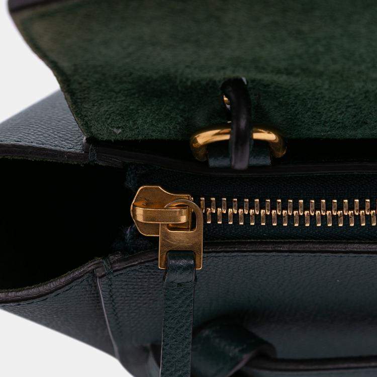 Pre Owned Celine Green Nano Grained Calfskin Belt Bag