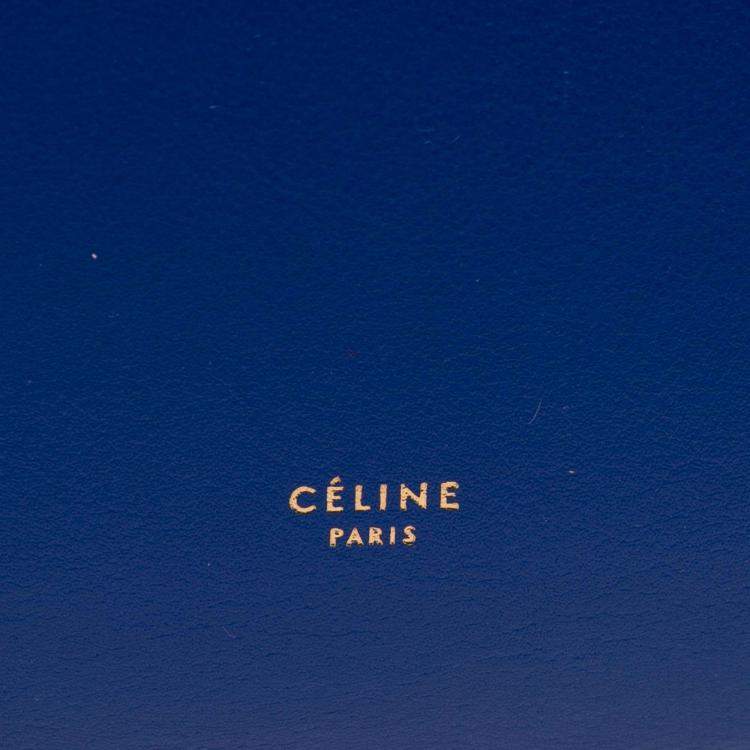 Pre Owned Celine Black Blue Mini Bicolor Grained Calfskin Belt Bag