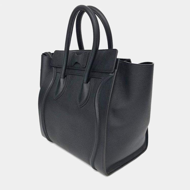 Pre Owned Celine Black Leather Luggage Tote