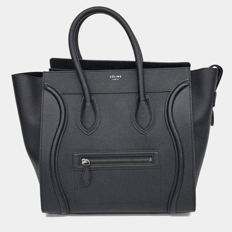 Pre Owned Celine Black Leather Luggage Tote