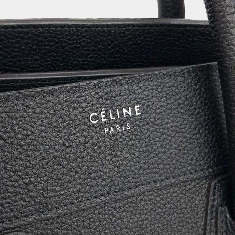 Pre Owned Celine Black Leather Luggage Tote
