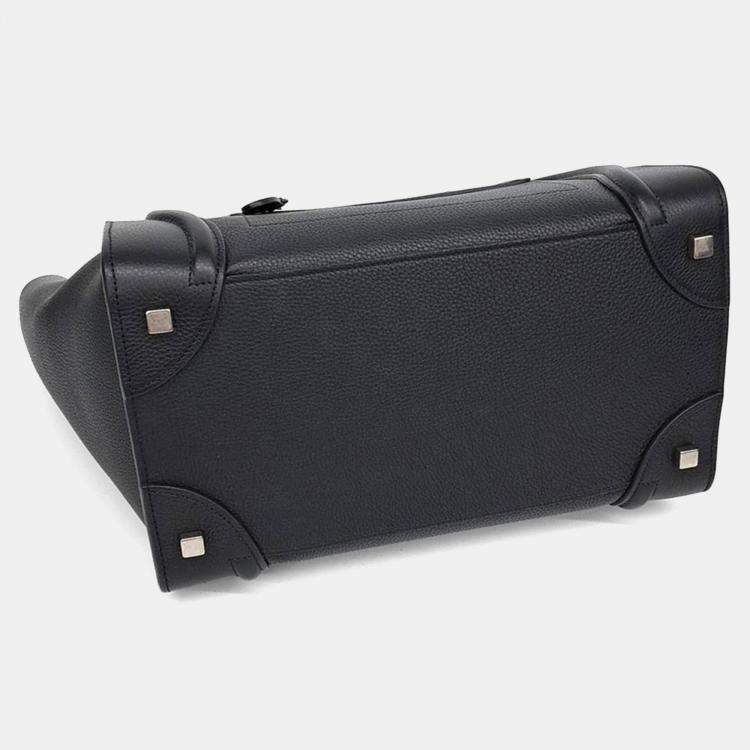 Pre Owned Celine Black Leather Luggage Tote