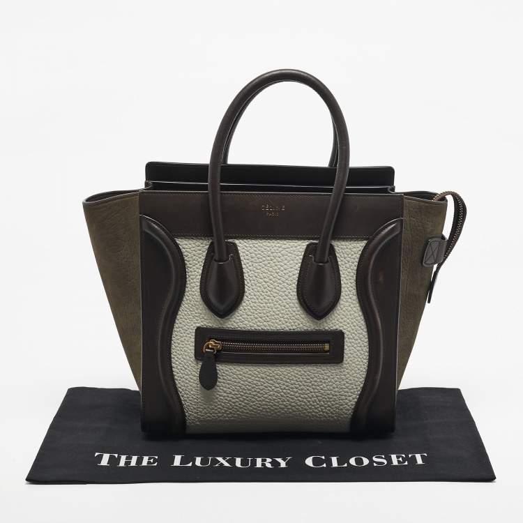 Pre Owned Celine Tricolor Leather and Nubuck Micro Luggage Tote