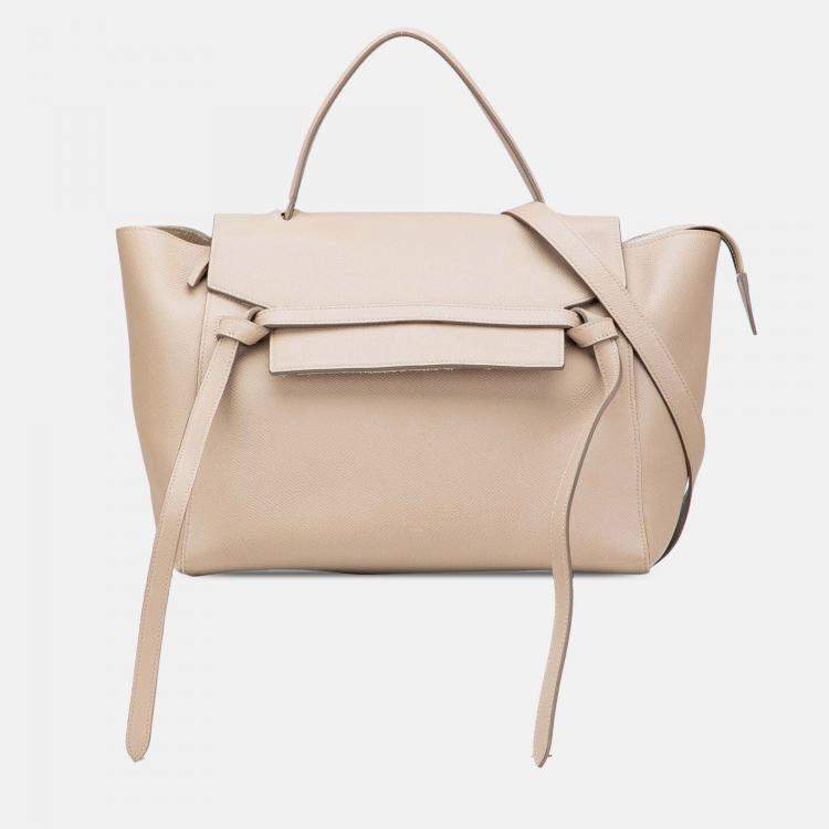 Pre Owned Celine Beige Mini Grained Calfskin Belt Bag