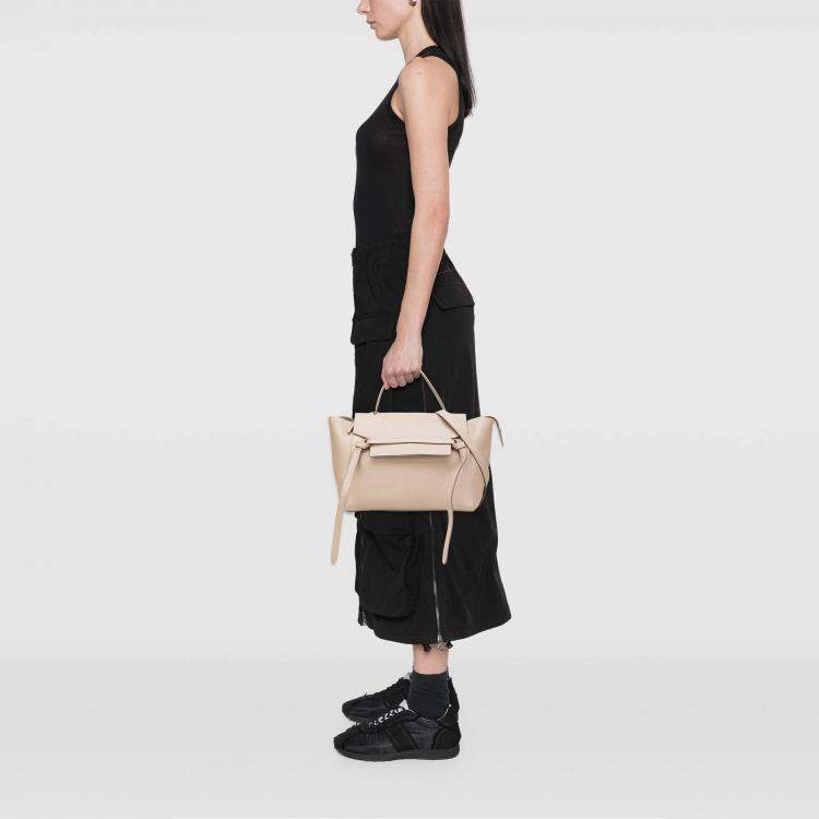 Pre Owned Celine Beige Mini Grained Calfskin Belt Bag