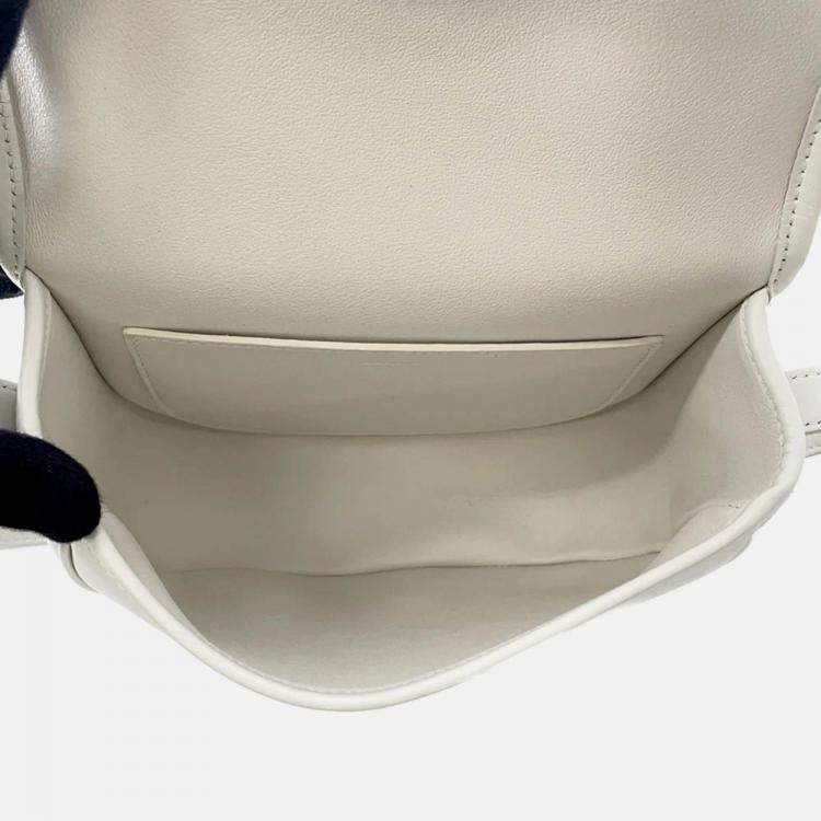 Pre Owned Celine Triomphe White Raffia Leather Shoulder Bag