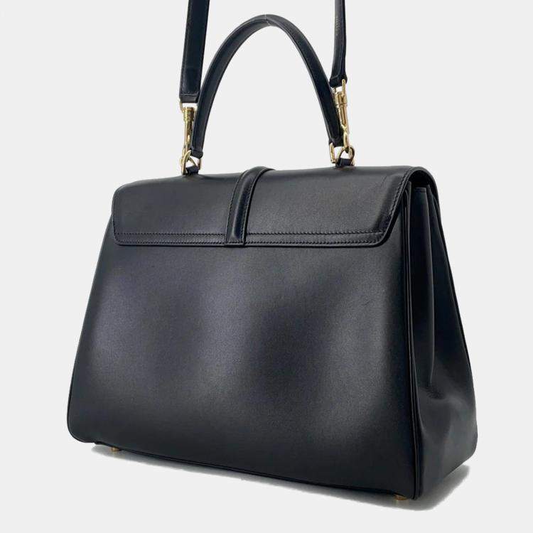Pre Owned Celine Classique 16 Medium Black Leather Handbag
