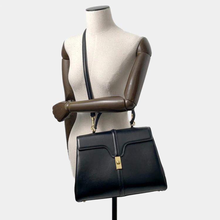 Pre Owned Celine Classique 16 Medium Black Leather Handbag