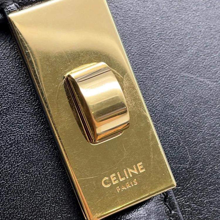 Pre Owned Celine Classique 16 Medium Black Leather Handbag