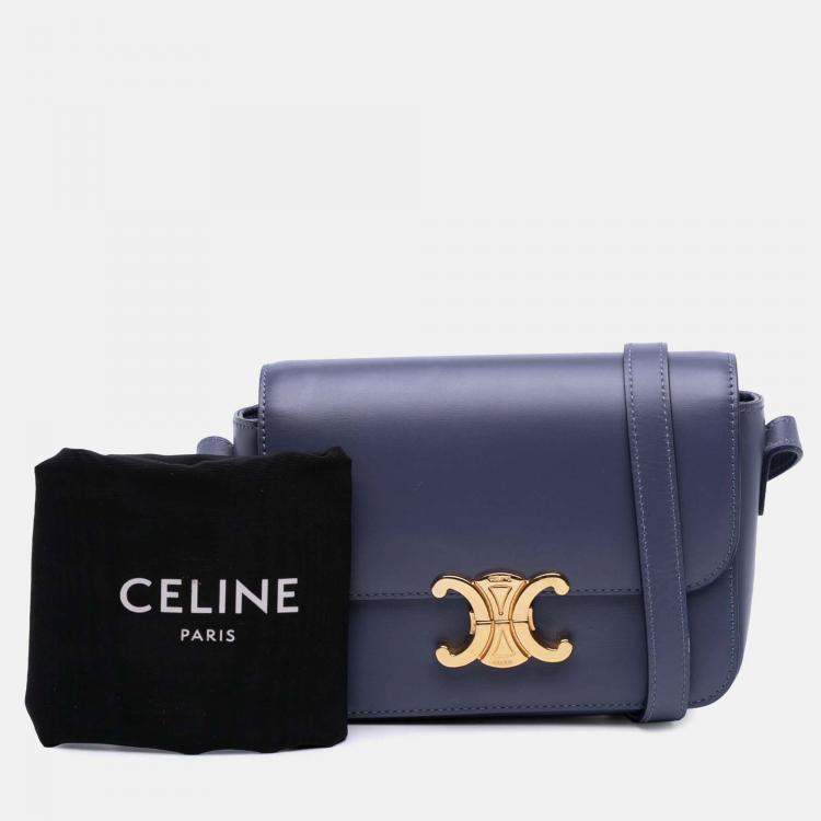 Pre Owned Celine Purple Teen Shiny Calfskin Triomphe Crossbody