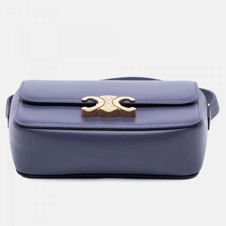 Pre Owned Celine Purple Teen Shiny Calfskin Triomphe Crossbody
