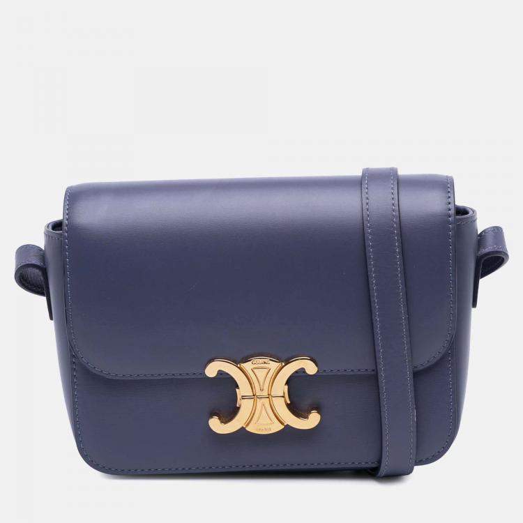 Pre Owned Celine Purple Teen Shiny Calfskin Triomphe Crossbody