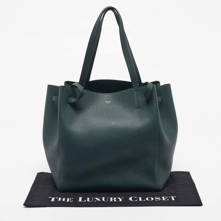 Pre Owned Celine Dark Green Leather Small Cabas Phantom Tote