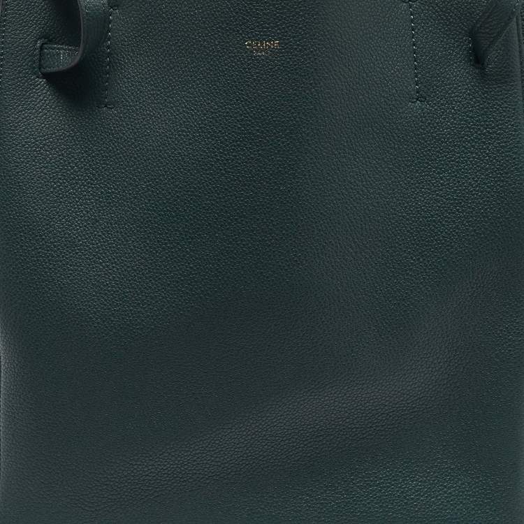 Pre Owned Celine Dark Green Leather Small Cabas Phantom Tote