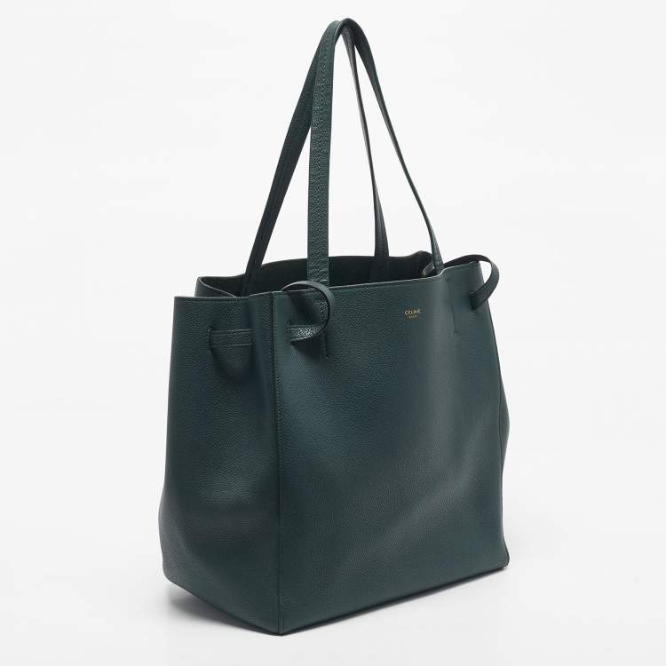 Pre Owned Celine Dark Green Leather Small Cabas Phantom Tote