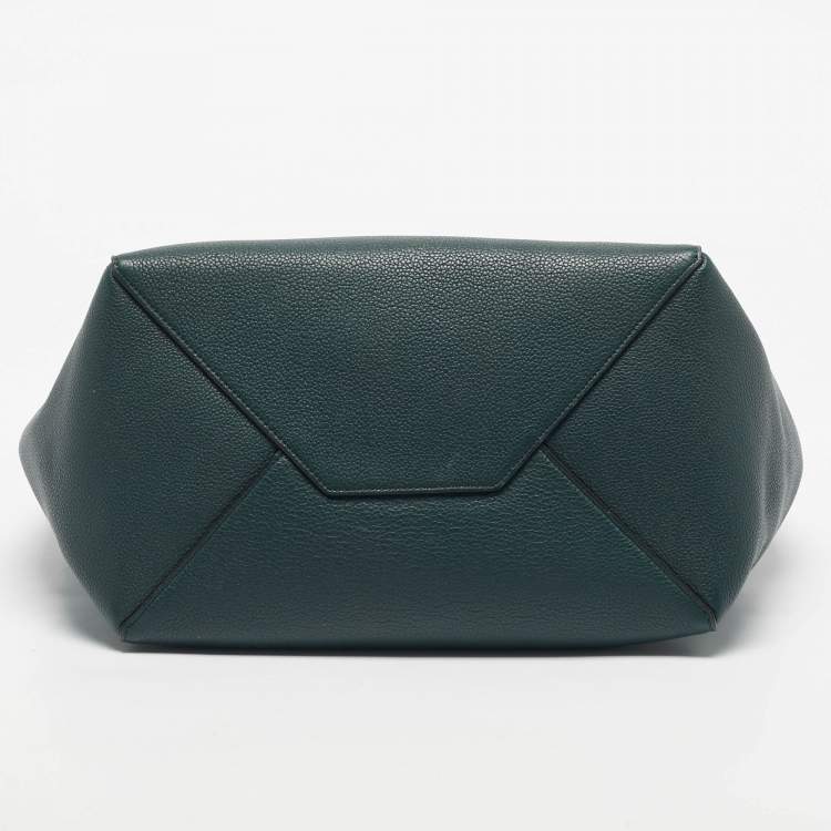 Pre Owned Celine Dark Green Leather Small Cabas Phantom Tote
