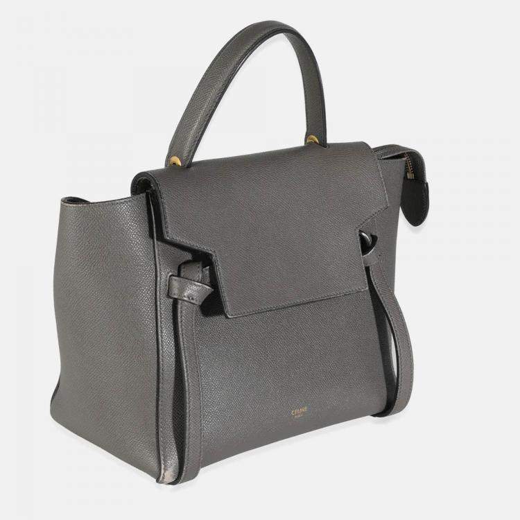 Pre Owned Celine Grey Grained Calfskin Micro Belt Bag