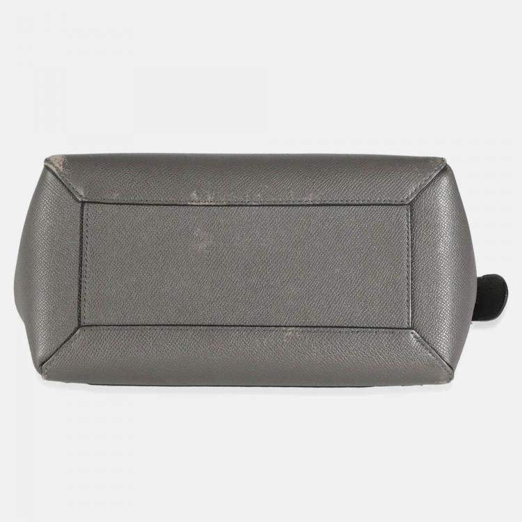Pre Owned Celine Grey Grained Calfskin Micro Belt Bag