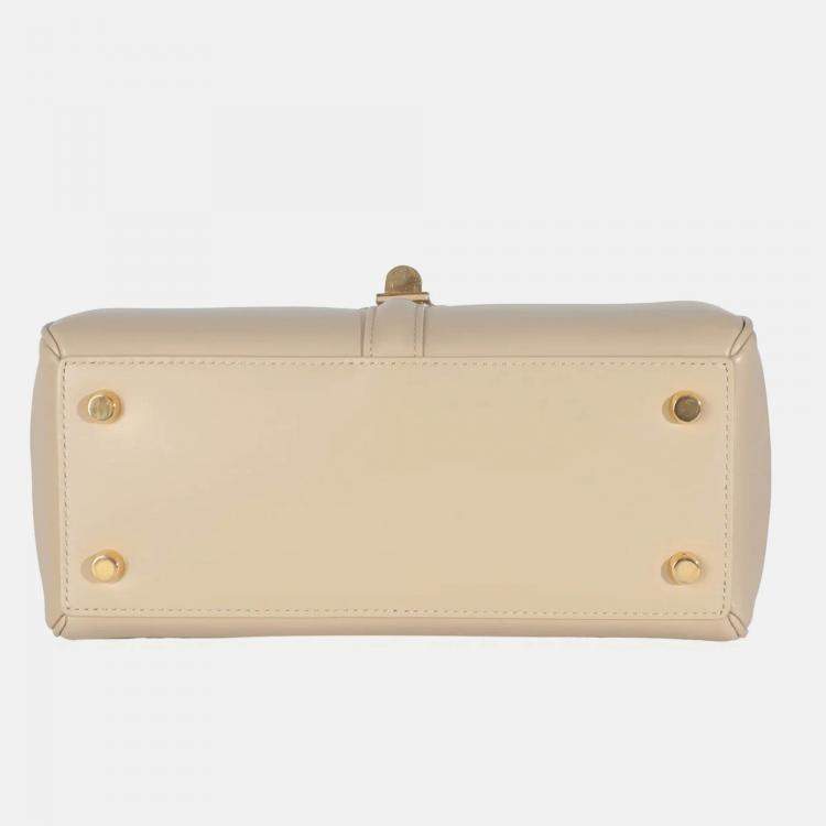 Pre Owned Celine Limestone Satinated Calfskin Small 16 Top Handle Bag