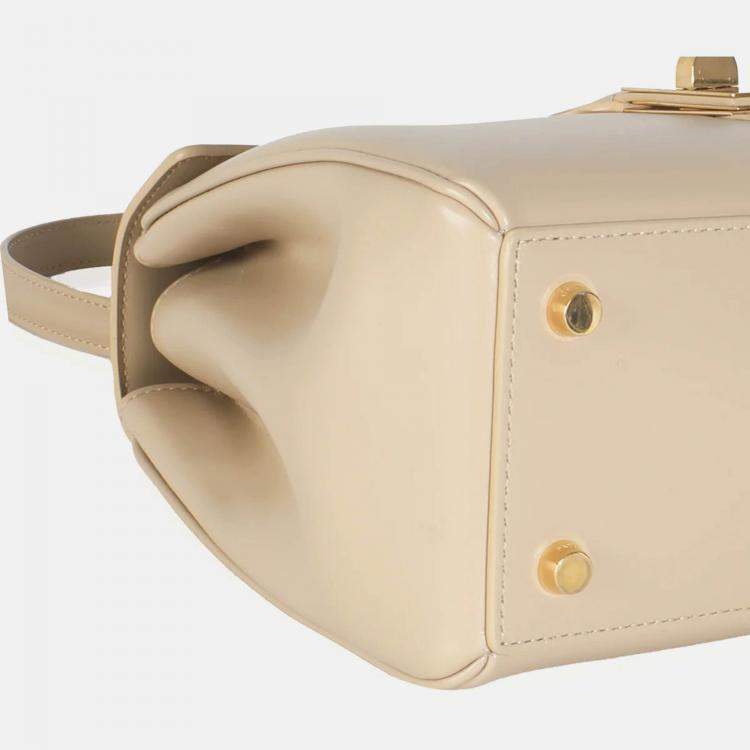 Pre Owned Celine Limestone Satinated Calfskin Small 16 Top Handle Bag
