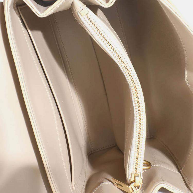 Pre Owned Celine Limestone Satinated Calfskin Small 16 Top Handle Bag