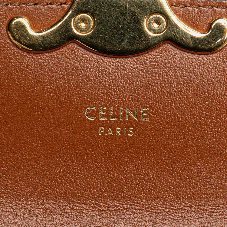 Pre Owned Celine Brown Mini Triomphe Coated Canvas Triomphe Crossbody