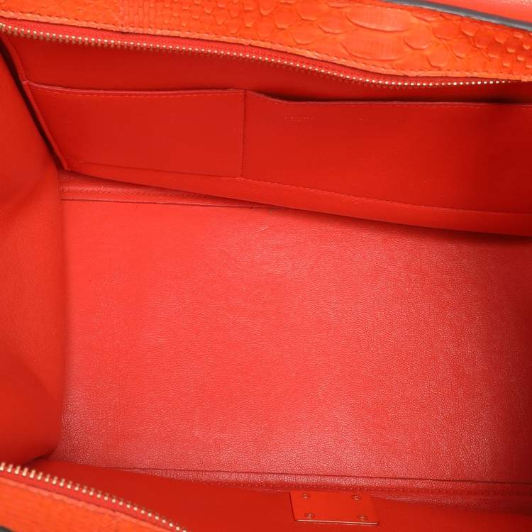 Pre Owned Celine Orange Python and Suede Medium Trapeze Bag
