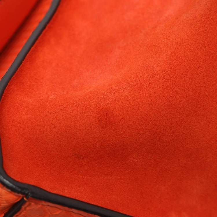 Pre Owned Celine Orange Python and Suede Medium Trapeze Bag