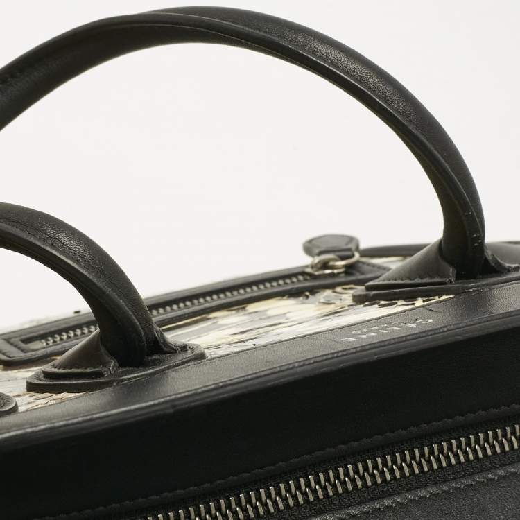 Pre Owned Celine Black/Beige Watersnake and Leather Nano Luggage Tote