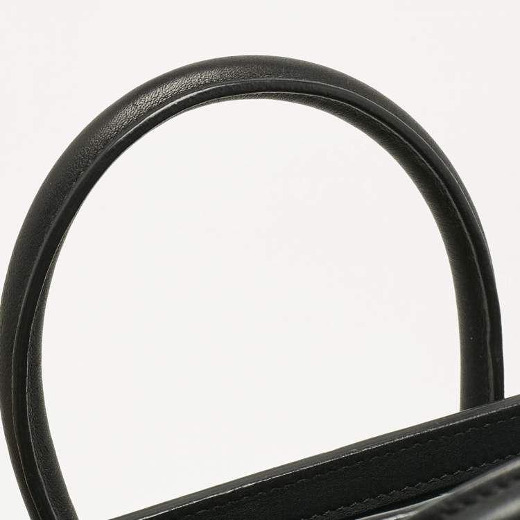 Pre Owned Celine Black/Beige Watersnake and Leather Nano Luggage Tote