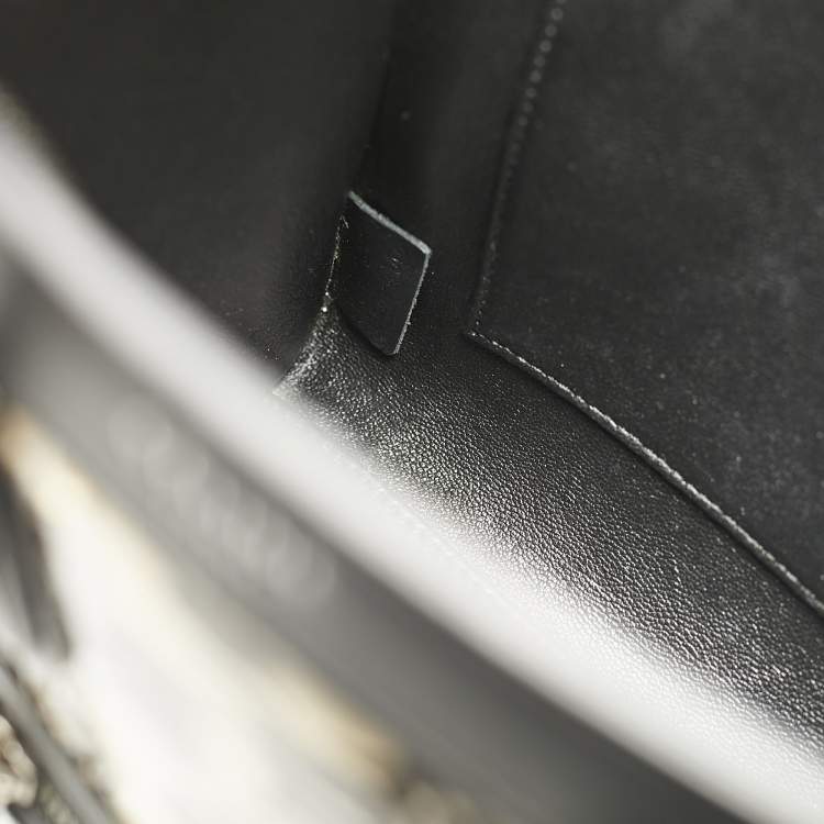 Pre Owned Celine Black/Beige Watersnake and Leather Nano Luggage Tote