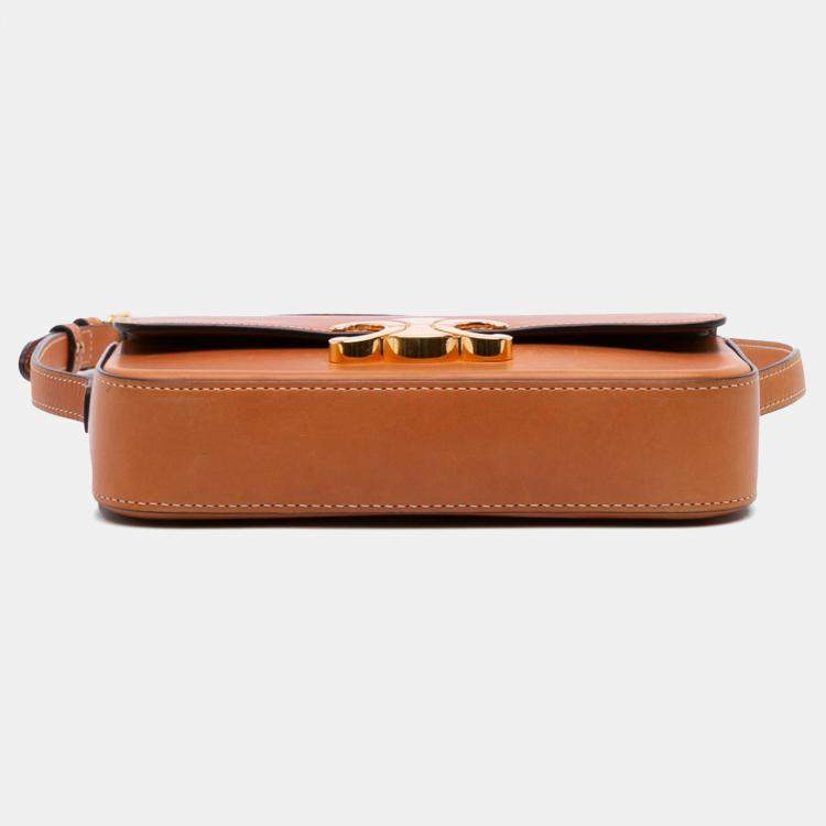 Pre Owned Celine Brown Shiny Calfskin Claude Shoulder Bag