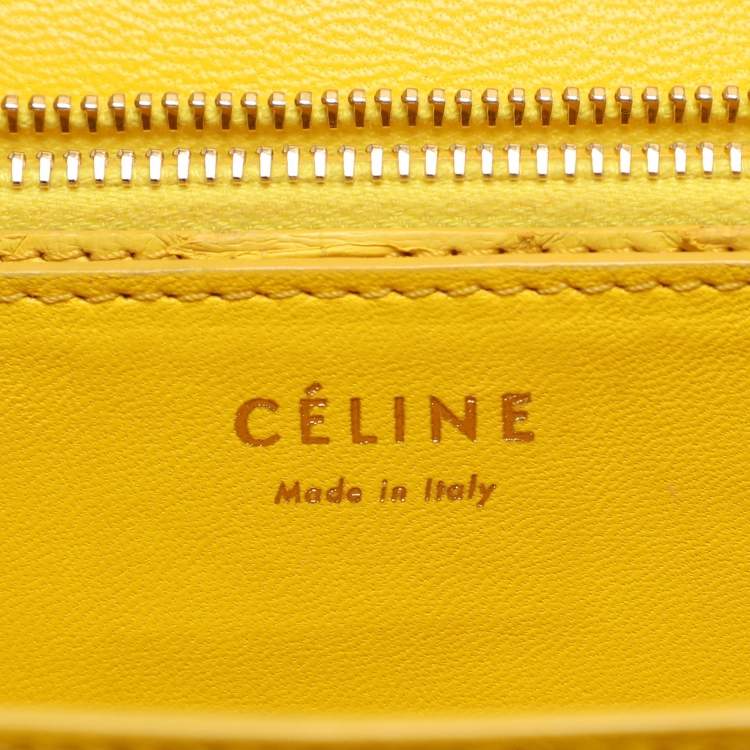 Pre Owned Celine Yellow Python Leather Medium Box Shoulder Bag