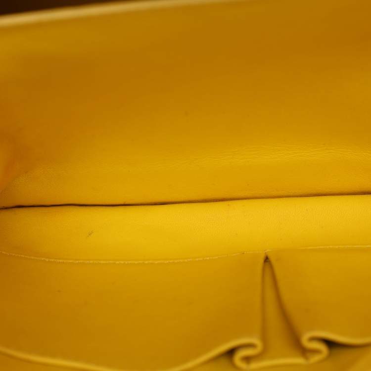 Pre Owned Celine Yellow Python Leather Medium Box Shoulder Bag