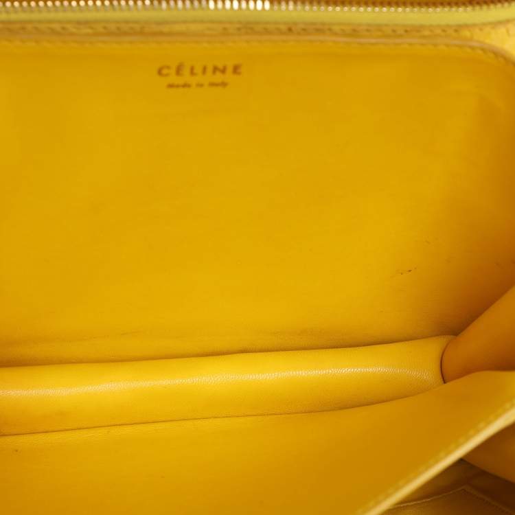 Pre Owned Celine Yellow Python Leather Medium Box Shoulder Bag