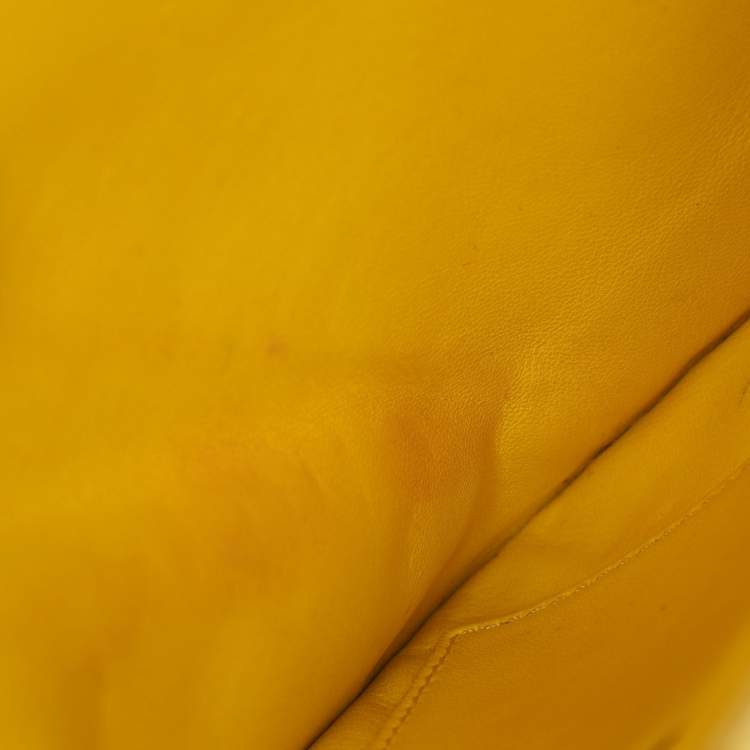 Pre Owned Celine Yellow Python Leather Medium Box Shoulder Bag