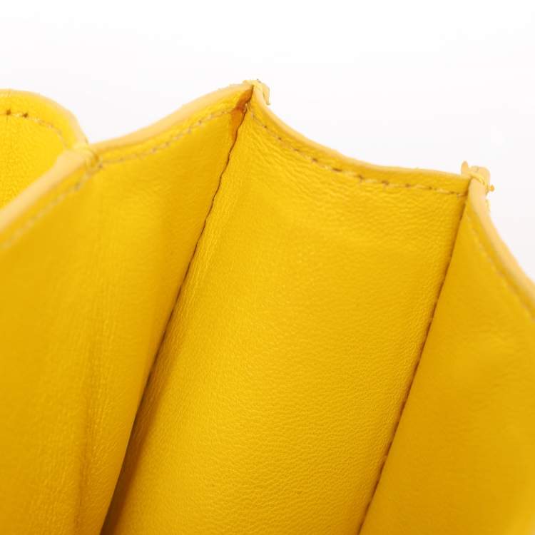 Pre Owned Celine Yellow Python Leather Medium Box Shoulder Bag