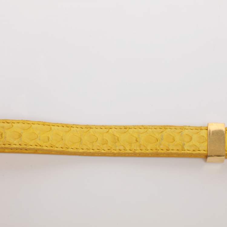 Pre Owned Celine Yellow Python Leather Medium Box Shoulder Bag