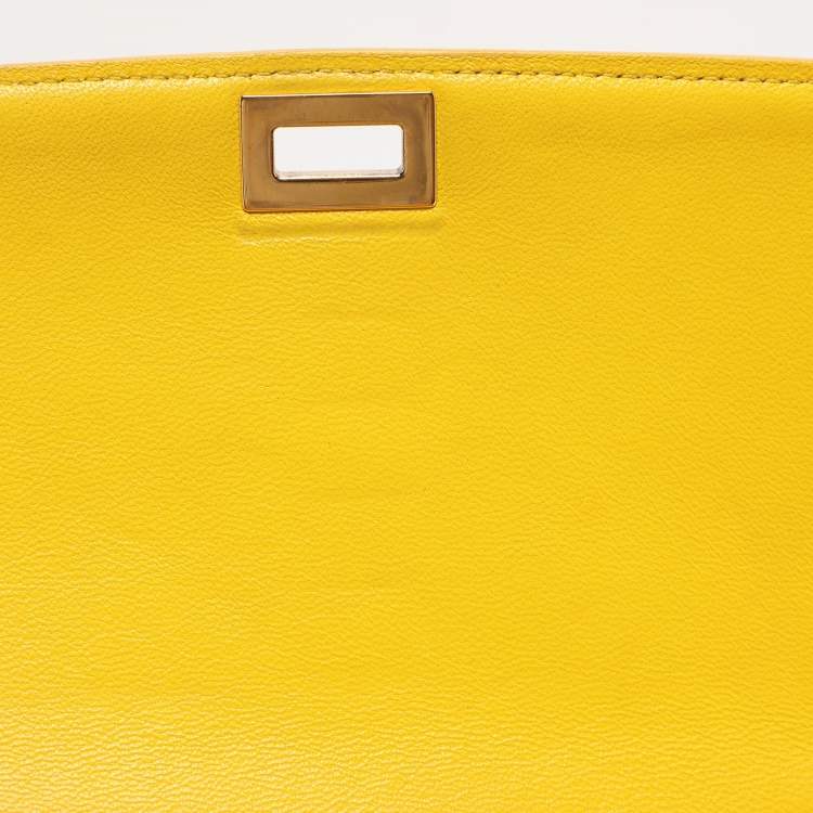Pre Owned Celine Yellow Python Leather Medium Box Shoulder Bag