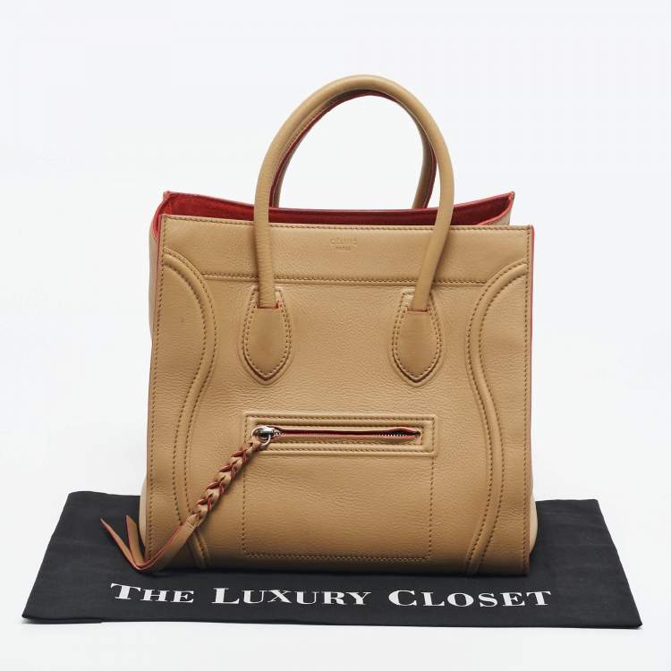 Pre Owned Celine Tan Leather Medium Phantom Luggage Tote