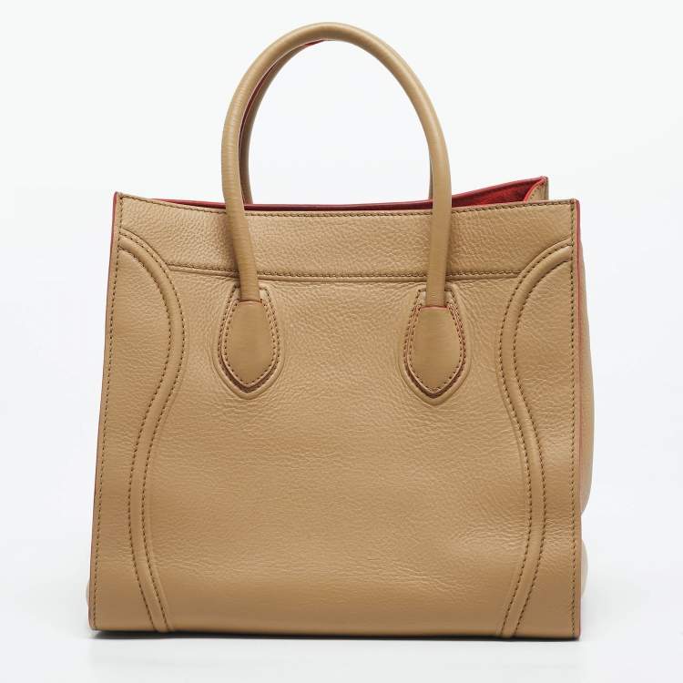 Pre Owned Celine Tan Leather Medium Phantom Luggage Tote