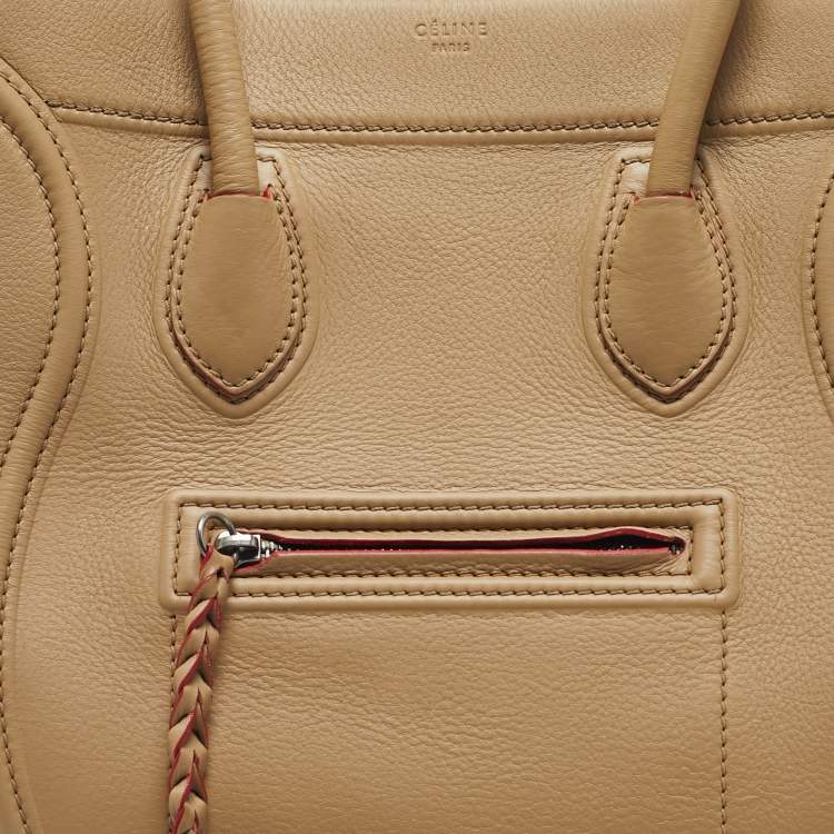 Pre Owned Celine Tan Leather Medium Phantom Luggage Tote