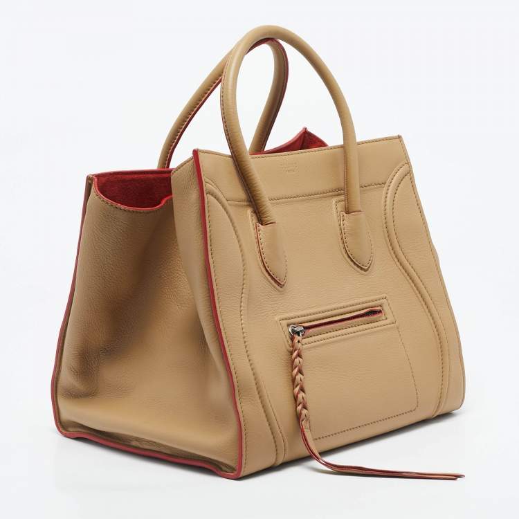 Pre Owned Celine Tan Leather Medium Phantom Luggage Tote