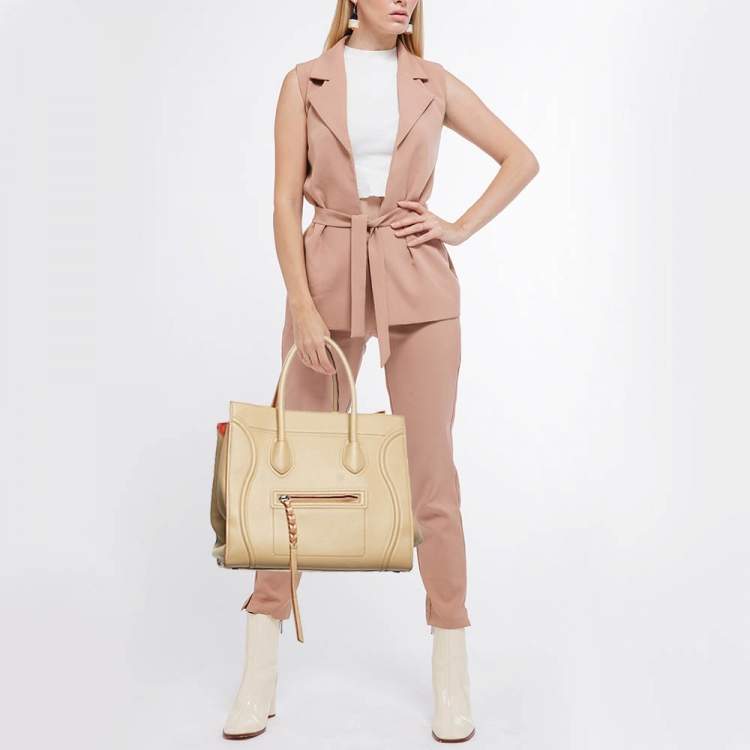 Pre Owned Celine Tan Leather Medium Phantom Luggage Tote