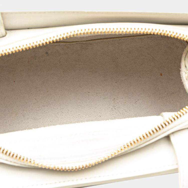 Pre Owned Celine White Teen Leather Cabas De France Crossbody