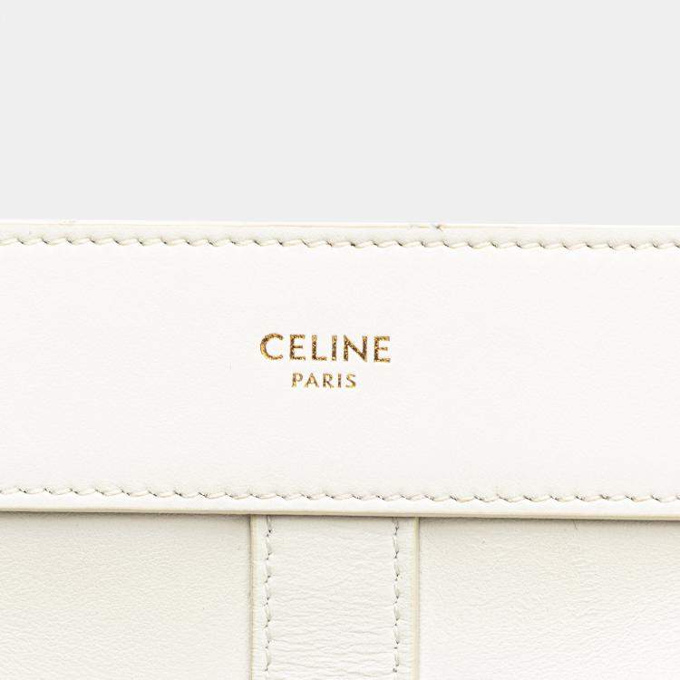 Pre Owned Celine White Teen Leather Cabas De France Crossbody