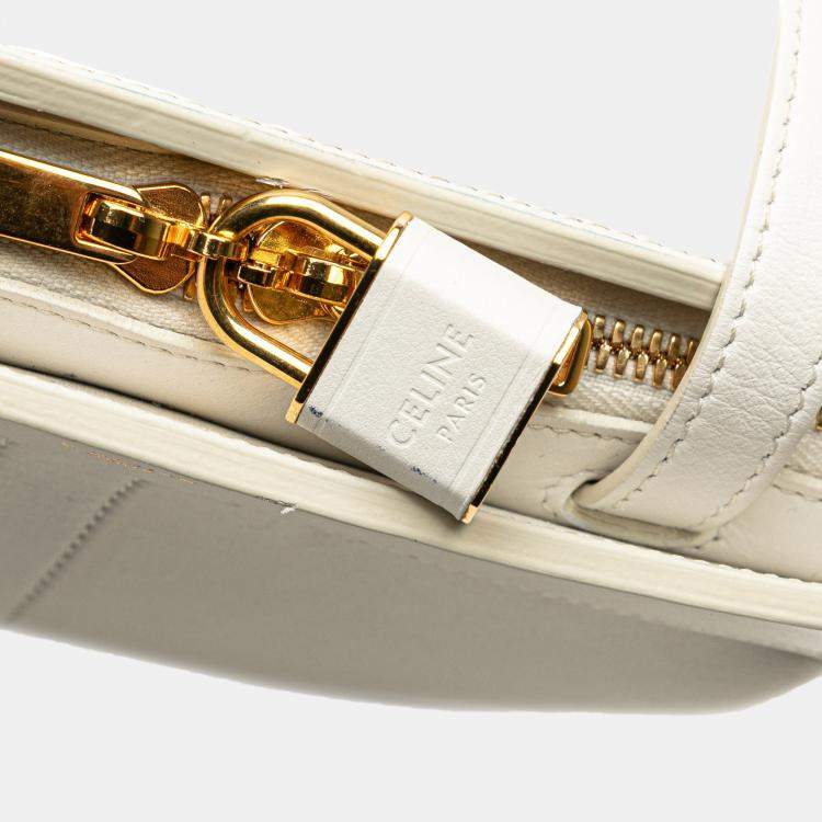 Pre Owned Celine White Teen Leather Cabas De France Crossbody