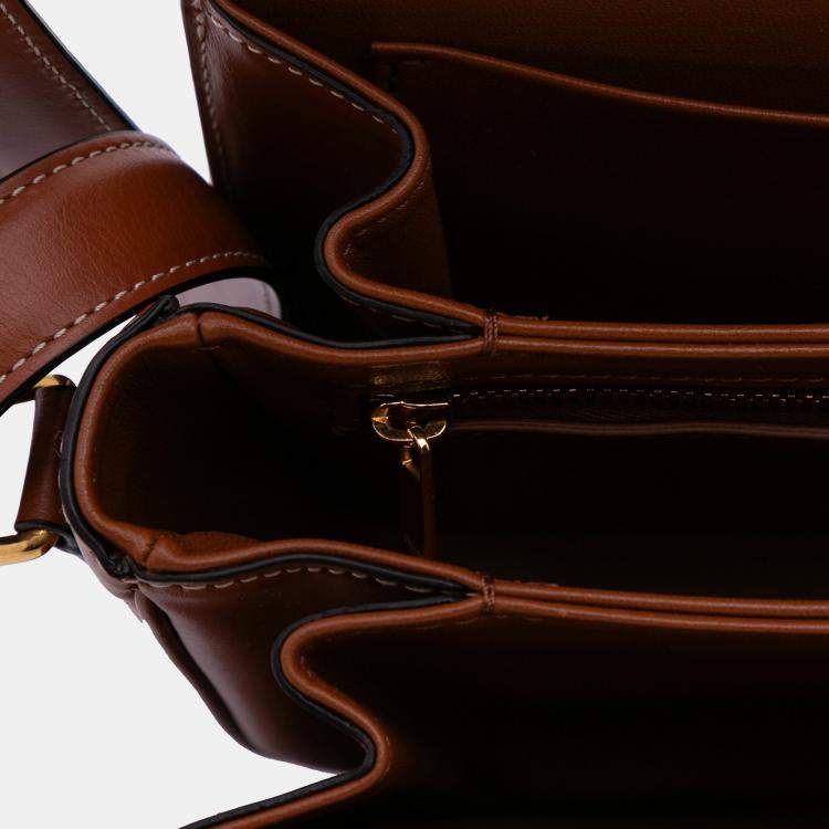 Pre Owned Celine Brown Classique Triomphe Coated Canvas and Calfskin Triomphe Crossbody